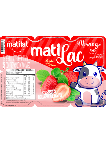 MATILAT BEB. LACTEA BANDEJA 480g MORANGO