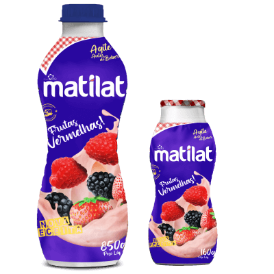 Iogurte matilat frutas vermelhas 160g e 850g